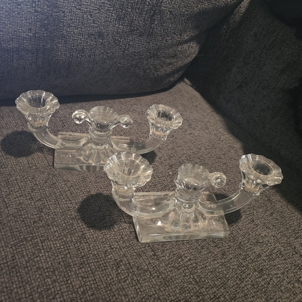 Heisey | Regency No. 1504 Double-light Crystal Candle Holders